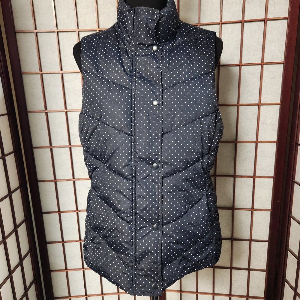 Gap Navy/White Polka Dot Puffer Vest